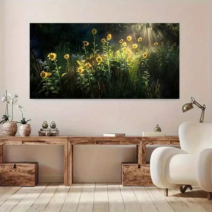 Enchanting Wild Flowers wall canvas office home room framed 120x60cm - Bella Home Decor