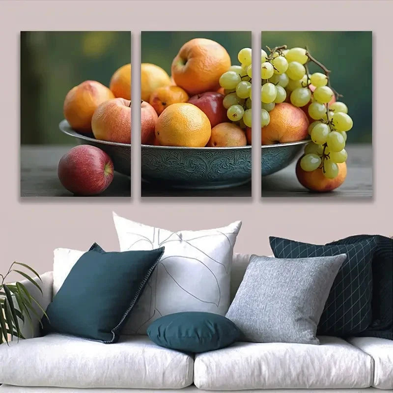 3pcs Fruit Still Life Wall Art Set Canvas Framed 50x70cm - High Quality Print 100% Australian Made Wall Canvas Ready to Hang