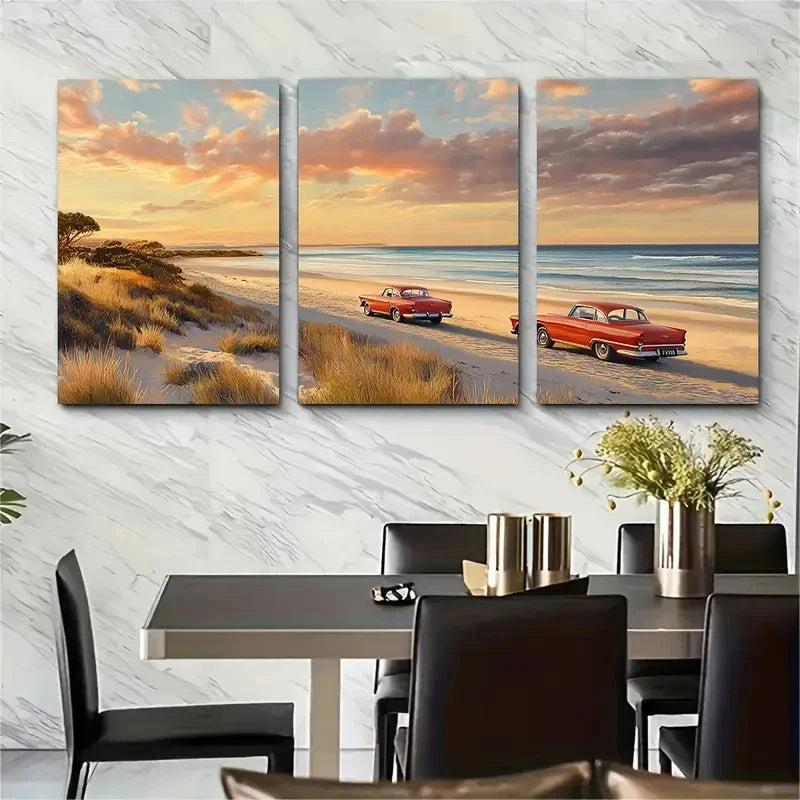 3pcs Adelaide Coastal Travel Poster Australia Wall Art Set Canvas Framed 40x60cm - High Quality Print 100% Australian Made Wall Canvas Ready to Hang