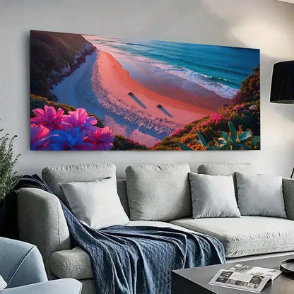 Beach Vibrant Coastal Dusk wall canvas office home room framed 120x60cm - Bella Home Decor