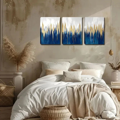 3pcs 3 Pairs Of Abstract Watercolor Canvas Metal Print Ready to Hang Art