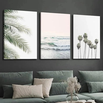 3pcs Beach House Decoration Coastal Mural Wall Art Set Canvas Framed 40x60cm - High Quality Print 100% Australian Made Wall Canvas Ready to Hang
