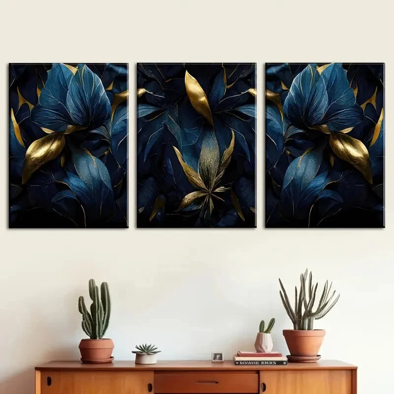 3pcs Dark Wind Gothic Spooky Flowers Leafage Metal Print Ready to Hang Art