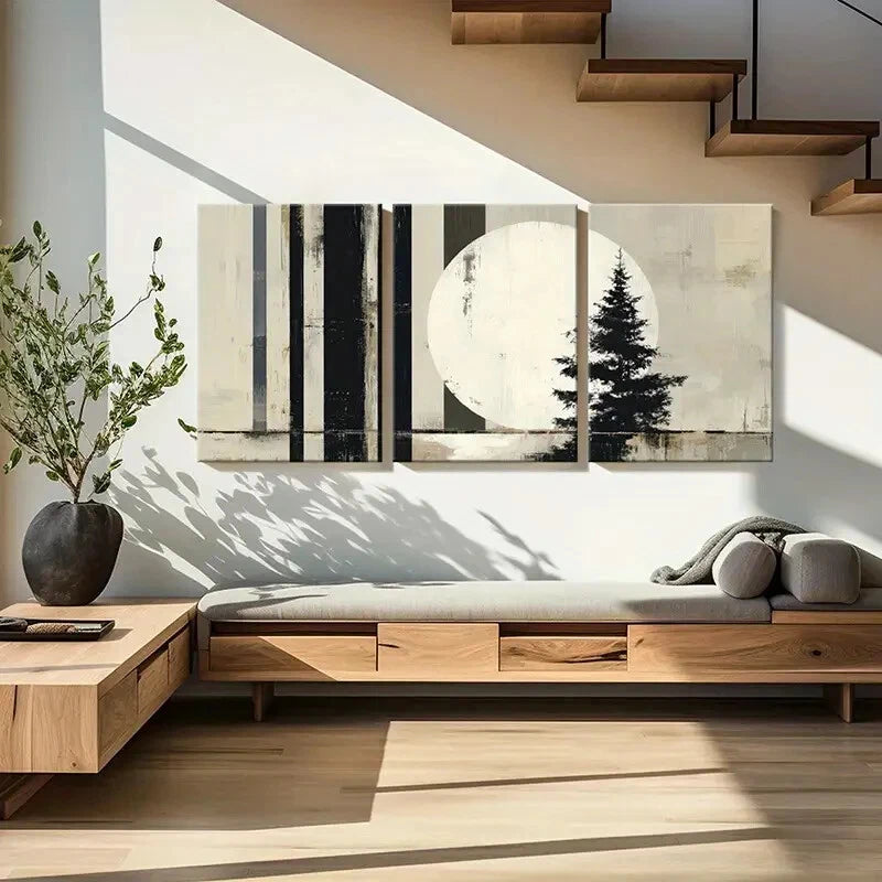 3pcs Abstract Tree Silhouette Minimalist Design Metal Print Ready to Hang Art
