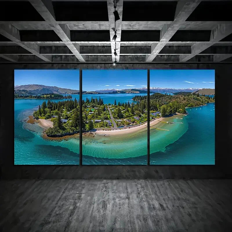 3pcs Scenic Beach &amp; Coastal Bird Eye View Metal Print Ready to Hang Art