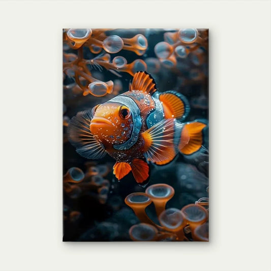 Vibrant Orange & Blue Fish Oil Painting Portrait 60x90cm Home Decor Wall Print Art
