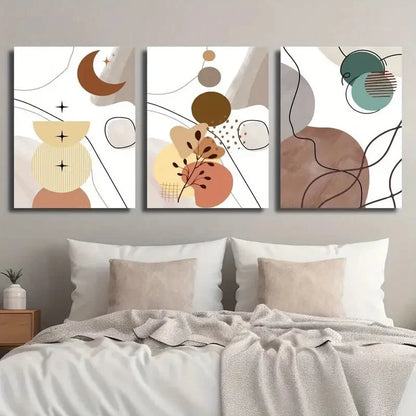 3pcs Bohemian Abstract Botanical Tones Perfect Wall Art Set Canvas Framed 40x60cm - High Quality Print 100% Australian Made Wall Canvas Ready to Hang