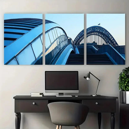 3pcs Gates head Millennium Bridge Perfect Wall Art Set Canvas Framed 40x60cm - High Quality Print 100% Australian Made Wall Canvas Ready to Hang