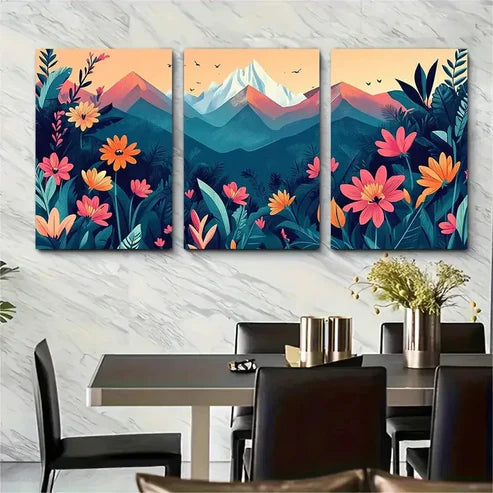 3pcs Botanical Décor Asian Floral Travel Perfect Wall Art Canvas Unframed - High Quality Print 100% Australian Made Wall Canvas