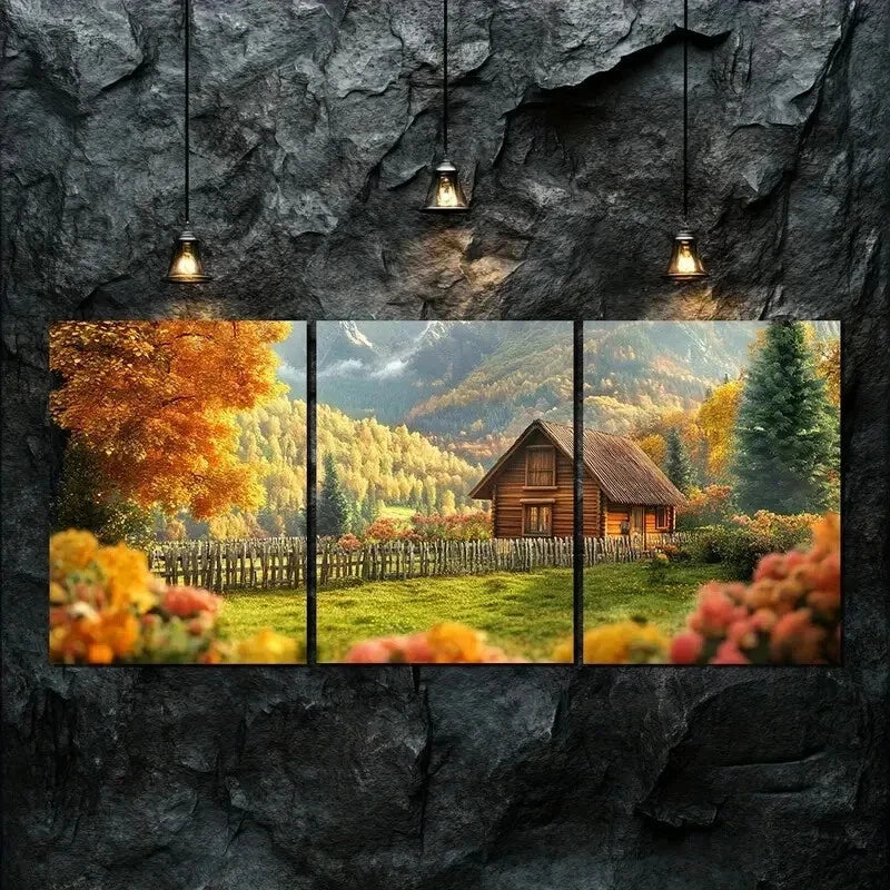 3pcs Vibrant Mountain & Forest Scene Perfect Metal Print Ready to Hang Art