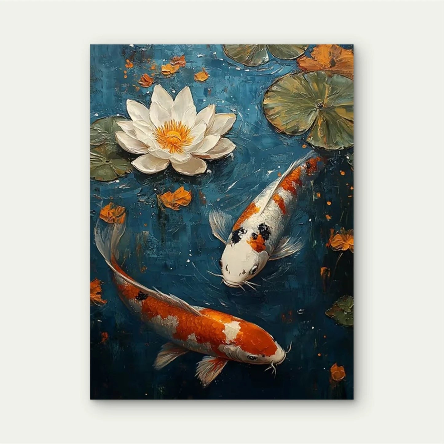Tranquil Koi Fish & for Lotus Pond 60x90cm Metal Print Ready to Hang