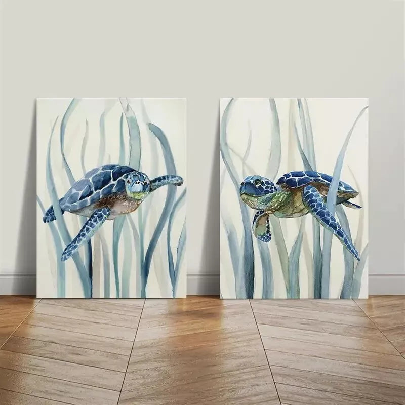 2pcs Showcasing Marine Life, Natural Flora, Stylish Aesthetics Canvas Framed 50x75cm - High Quality Print 100% Australian Made Wall Canvas Ready to Hang