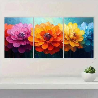 3pcs Colorful Daisy Rainbow Modern Perfect Wall Art Set Canvas Framed 40x60cm - High Quality Print 100% Australian Made Wall Canvas Ready to Hang