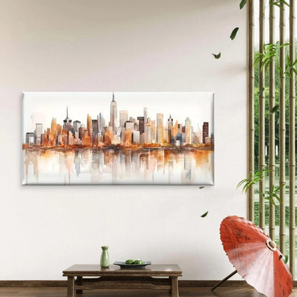 Minimalist NYC Skyline Wall Art Canvas Office Home Room Framed 120x60cm
