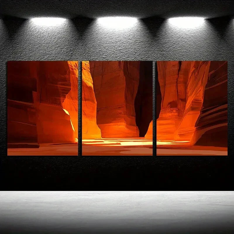 3pcs Dark Canyon Landscape Metal Print Ready to Hang Art