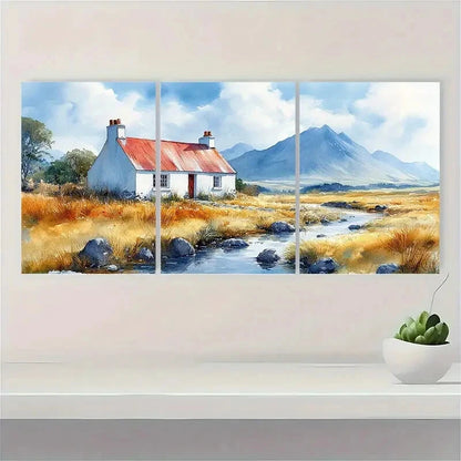 3pcs Connemara Galway Ireland Landscape Watercolor Metal Print Ready to Hang Art