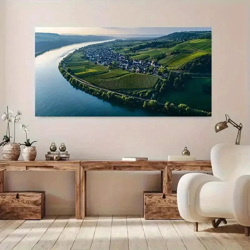Greenery and Rolling Hills wall canvas office home room framed 120x60cm - Bella Home Decor