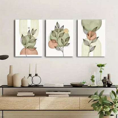 3pcs Boho Botanical Leaves Chic Canvas Framed 60x90cm - High Quality Print 100% Australian Made Wall Canvas Ready to Hang