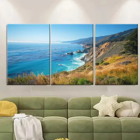 3pcs Big Sur California Travel Metal Print Ready to Hang Art