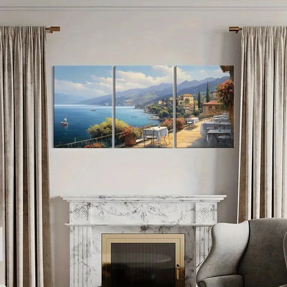 3pcs Mediterranean View Coastal Scenery Metal Print Ready to Hang Art