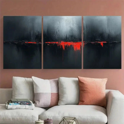 3pcs Black Brushstroke Abstract Design Metal Print Ready to Hang Art