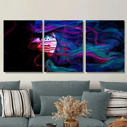 3pcs Vibrant Abstract Colorful Stunning Blue Eye Metal Print Ready to Hang Art