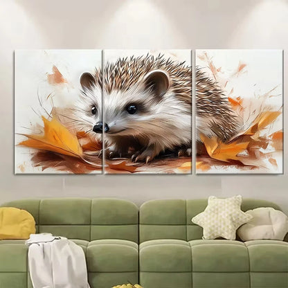 3pcs Monochrome Hedgehog Sketch Metal Print Ready to Hang Art