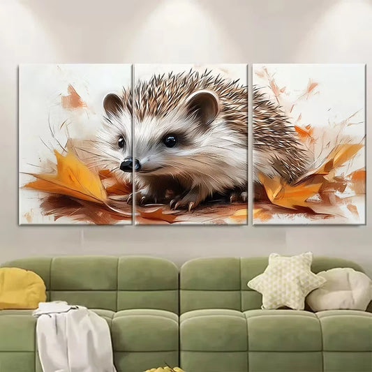 3pcs Monochrome Hedgehog Sketch Metal Print Ready to Hang Art