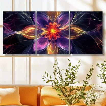 3pcs Abstract Floral Paintings Metal Print Ready to Hang Art