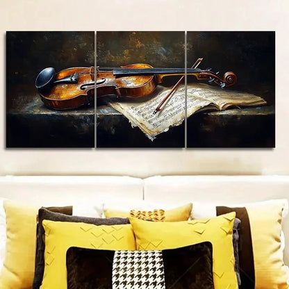 3pcs Violin and Music Theme Classic Modern Style Metal Print Ready to Hang Art