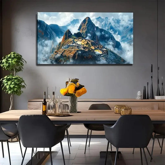 Modern Minimalist Mountain Ruin Wall Art Canvas Office Home Room Framed 120x60cm