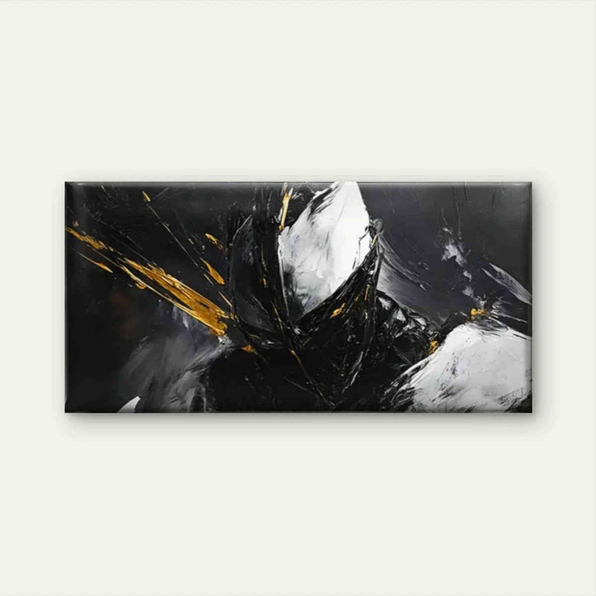 Dynamic Black White & Golden Wall Art Canvas Office Home Room Framed 120x60cm