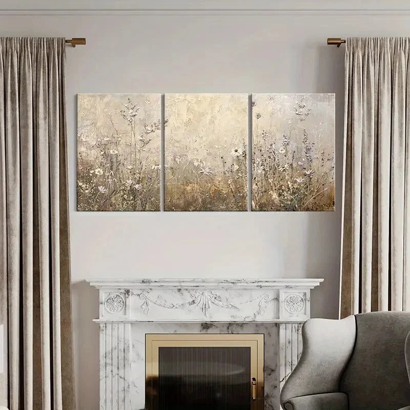 3pcs Abstract Floral Art Delicate Flowers Metal Print Ready to Hang Art