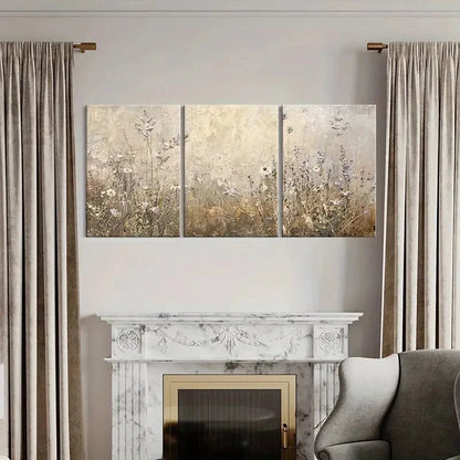 3pcs Abstract Floral Art Delicate Flowers Metal Print Ready to Hang Art