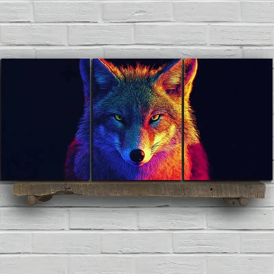 3pcs Beautiful Coyote Mural Painting Metal Print Ready to Hang Art