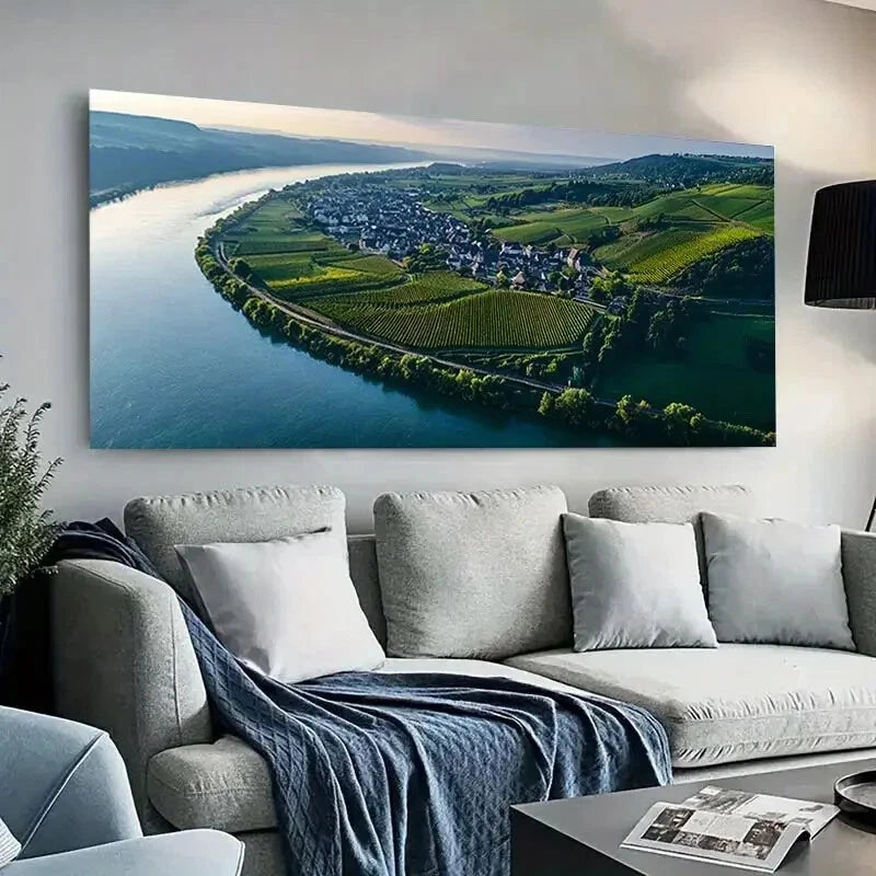 Greenery and Rolling Hills wall canvas office home room framed 120x60cm - Bella Home Decor