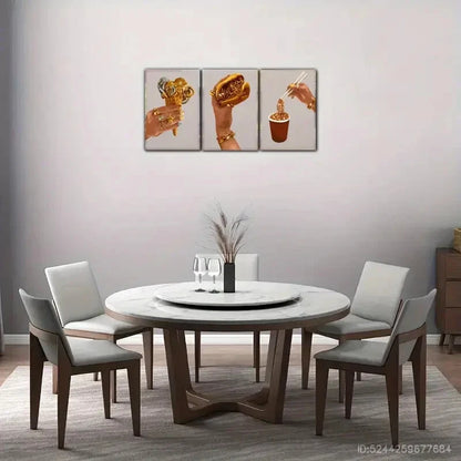 3pcs Ice cream Hamburger Instant Noodles Posters Metal Print Ready to Hang