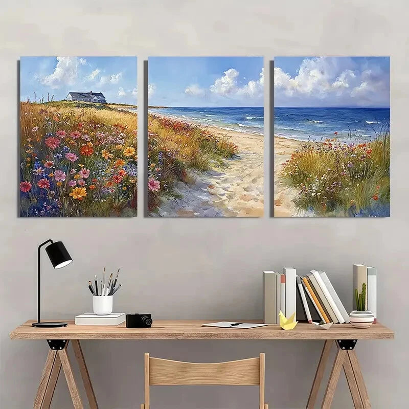 3pcs Coastal Watercolor Print Province Town Metal Print Ready to Hang Art