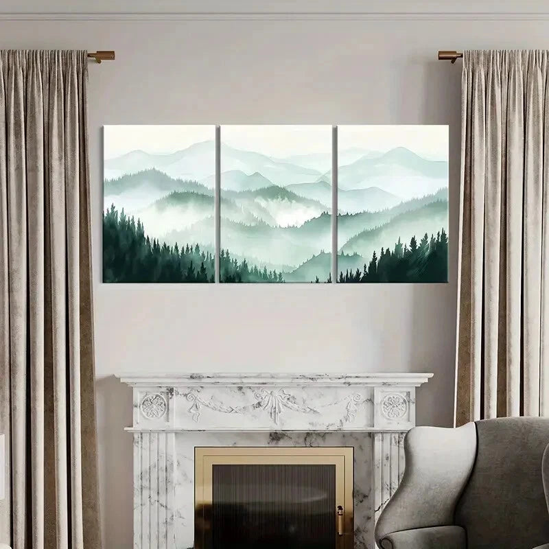 3pcs Forest Landscape Mountain View Nature Scenery Metal Print Ready to Hang Art