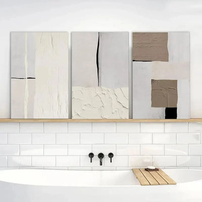 3pcs Painting Abstract Neutral Metal Print Ready to Hang Art