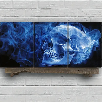 3pcs Wonderful Skeleton Blue Themed Metal Print Ready to Hang Art