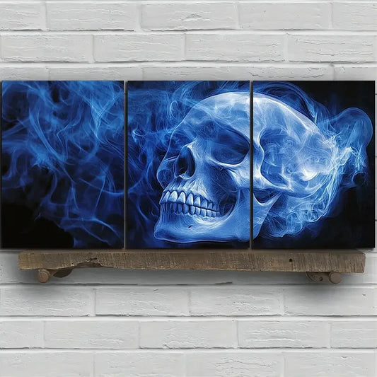 3pcs Wonderful Skeleton Blue Themed Metal Print Ready to Hang Art