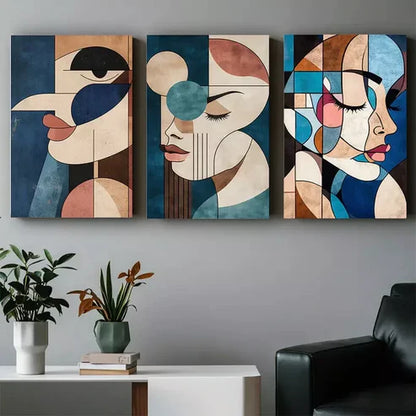3pcs Modern Abstract Face Wall Art Set Canvas Unframed - High Quality Print 100% Australian Made Wall Canvas