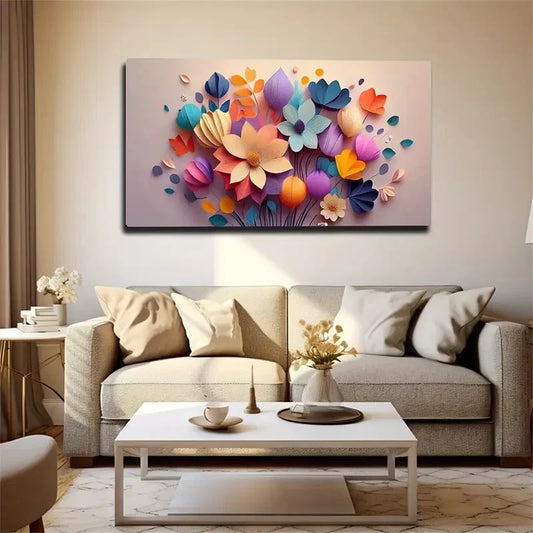 Vibrant 3D Flower Wall Art Canvas Office Home Room Framed 120x60cm