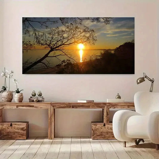 Beach Sunset Ocean and Sky wall canvas office home room framed 120x60cm - Bella Home Decor
