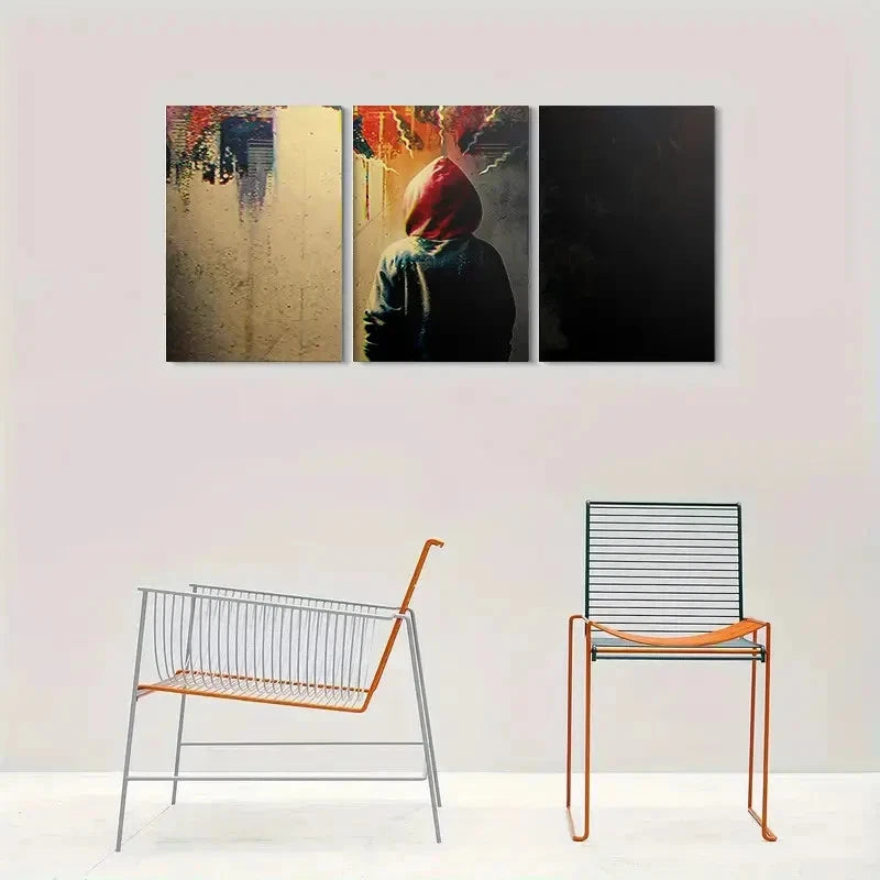 3pcs Figure with Urban Sprinkles Metal Print Ready to Hang Art