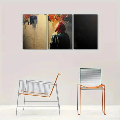 3pcs Figure with Urban Sprinkles Metal Print Ready to Hang Art