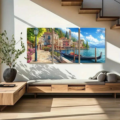3pcs Venetian Mediterranean Gondola Ride Metal Print Ready to Hang Art
