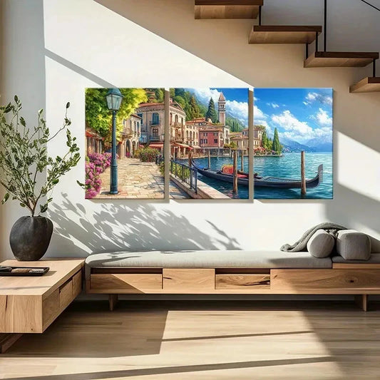 3pcs Venetian Mediterranean Gondola Ride Metal Print Ready to Hang Art