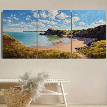 3pcs The Gower Peninsula Travel Wall Art Set Canvas Unframed - High Quality Print 100% Australian Made Wall Canvas